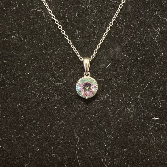 Sterling Silver & Mystic Topaz Necklace & Earring Set - Picture 4 of 11